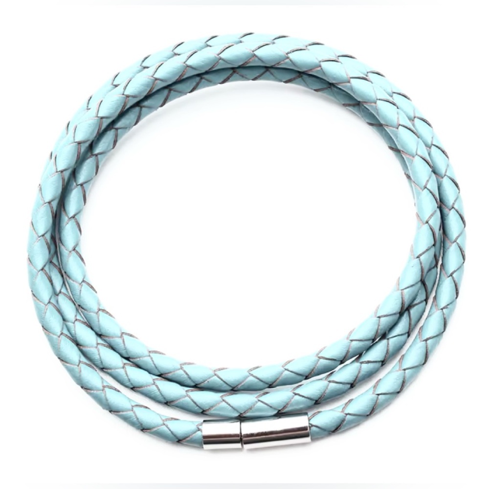 Linx Triple Blue Leather Braided Cord Bracelet